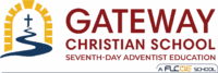 GCS Logo-FLCOE Horizontal - Gateway Christian School Gateway Christian School logo with a yellow sun arch, blue winding path forming a cross, and red text reading 'Gateway Christian School' with 'Seventh-Day Adventist Education' subtitle.